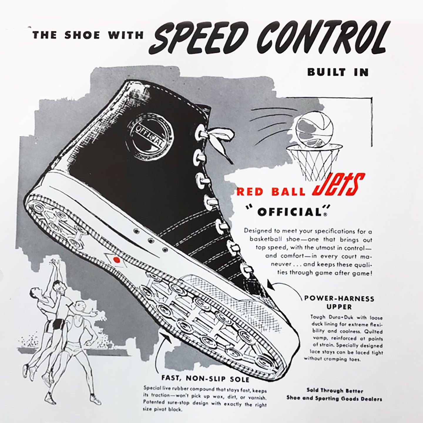 black and white image of the original red ball jets