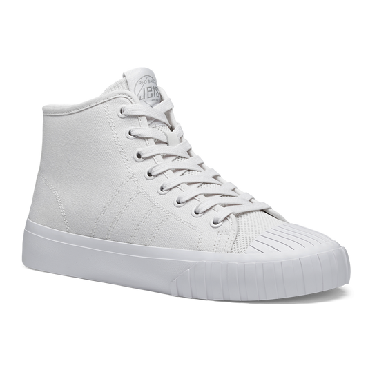 White high-top sneaker on a white background
