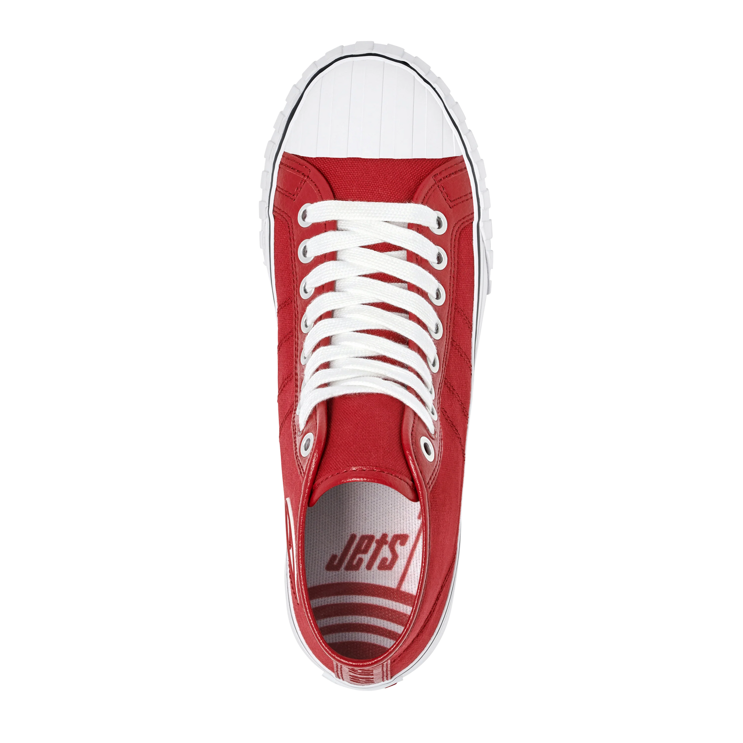 Red sneaker with white laces on a transparent background