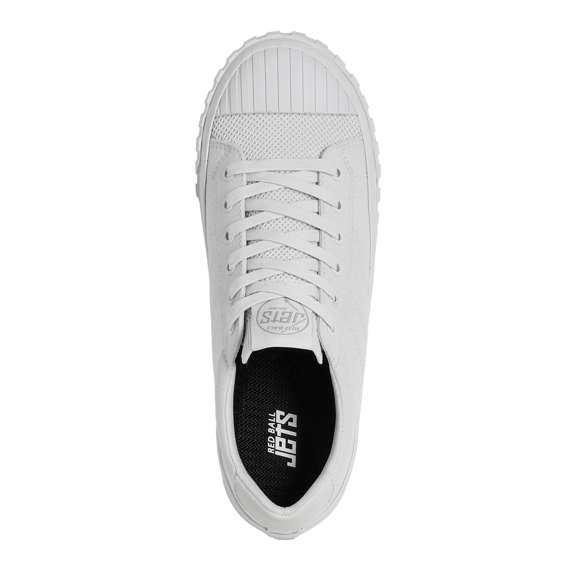 White sneaker with Red Ball Jets logo on a white background