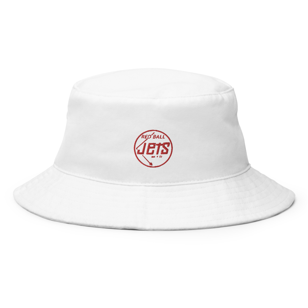 red and white bucket hat