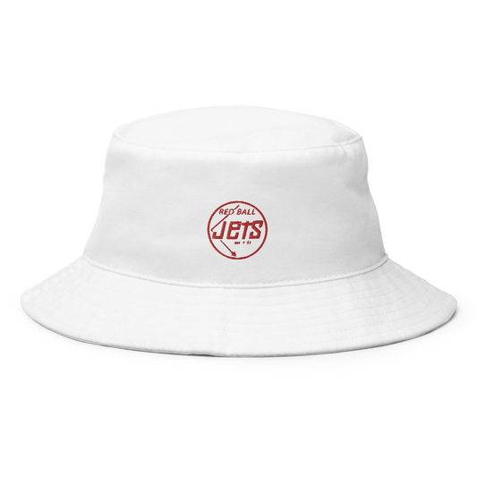red and white bucket hat