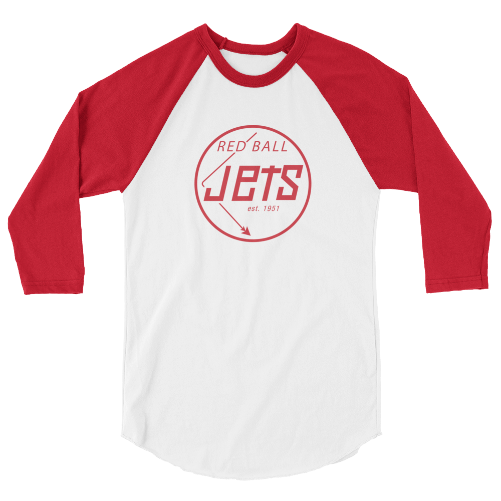 3/4 length tee shirt in red and white